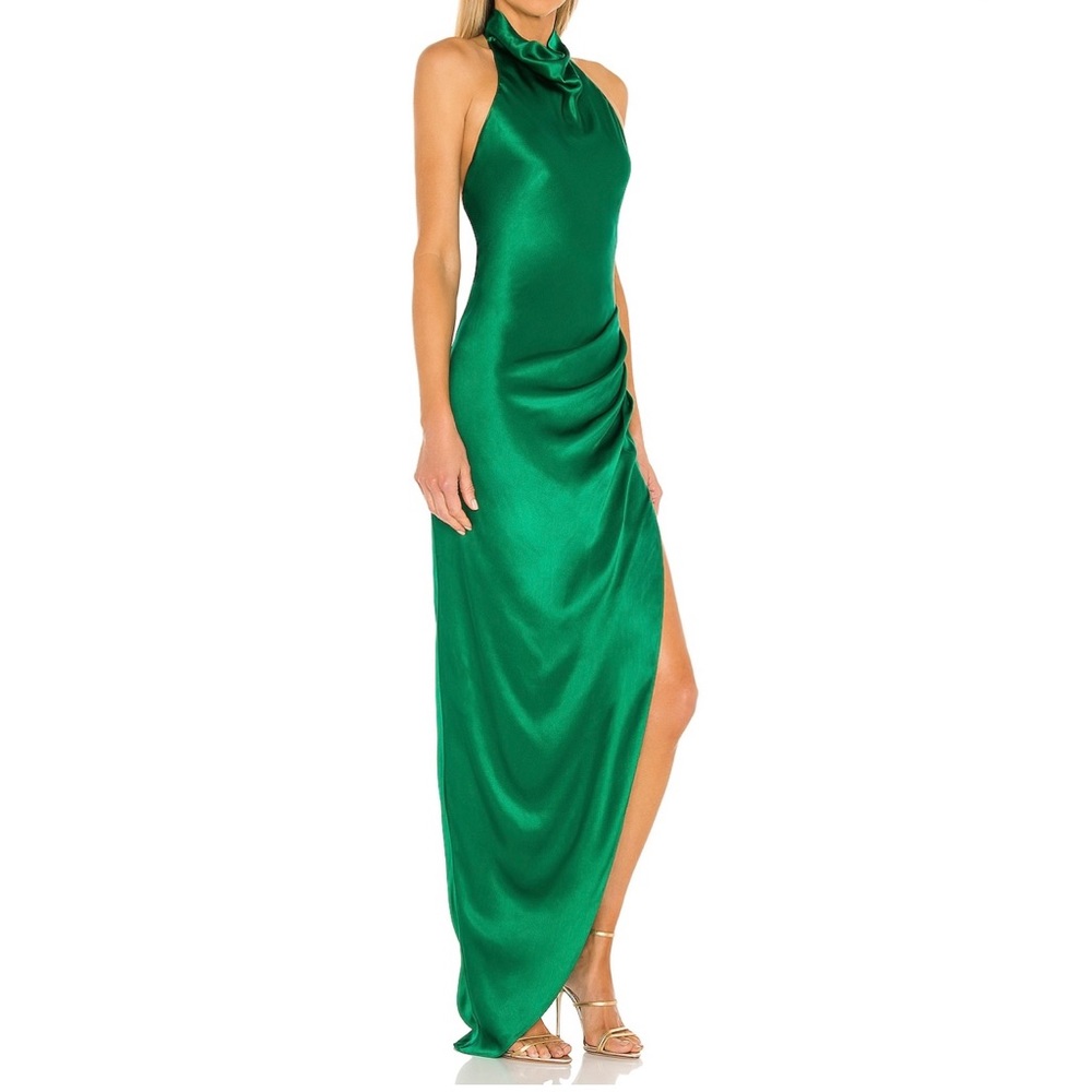 Amanda Uprichard Samba Gown in dark green.